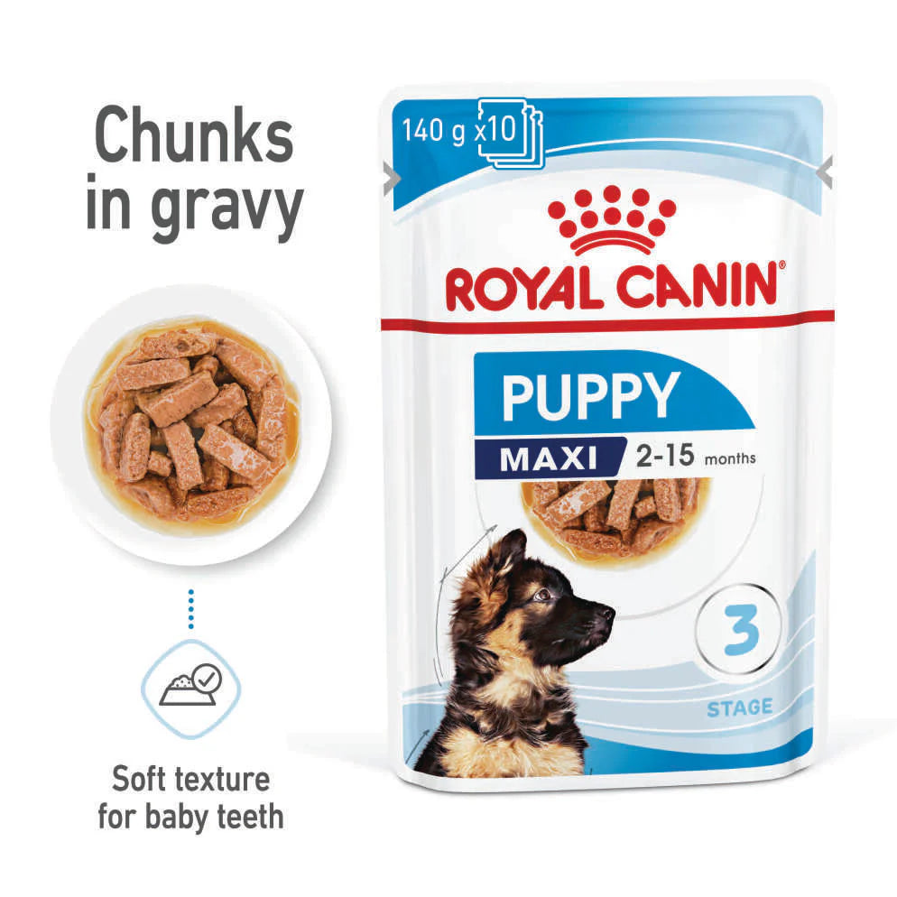 Royal Canin - Maxi Puppy Wet Dog Food Pouches 140g x 10 - Petservo