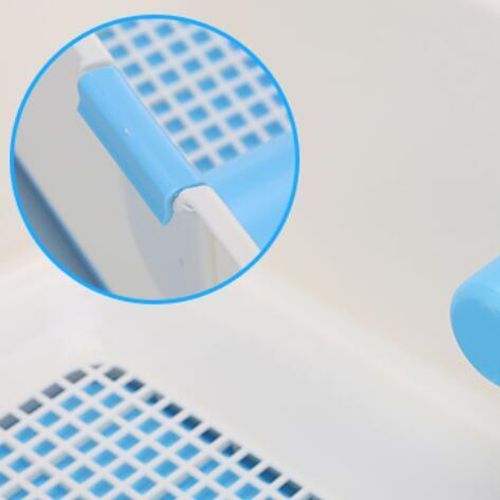 YES4PETS - Portable Dog Potty Training Tray Pet Puppy Toilet Trays Loo Pad Mat With Wall - Blue - Medium