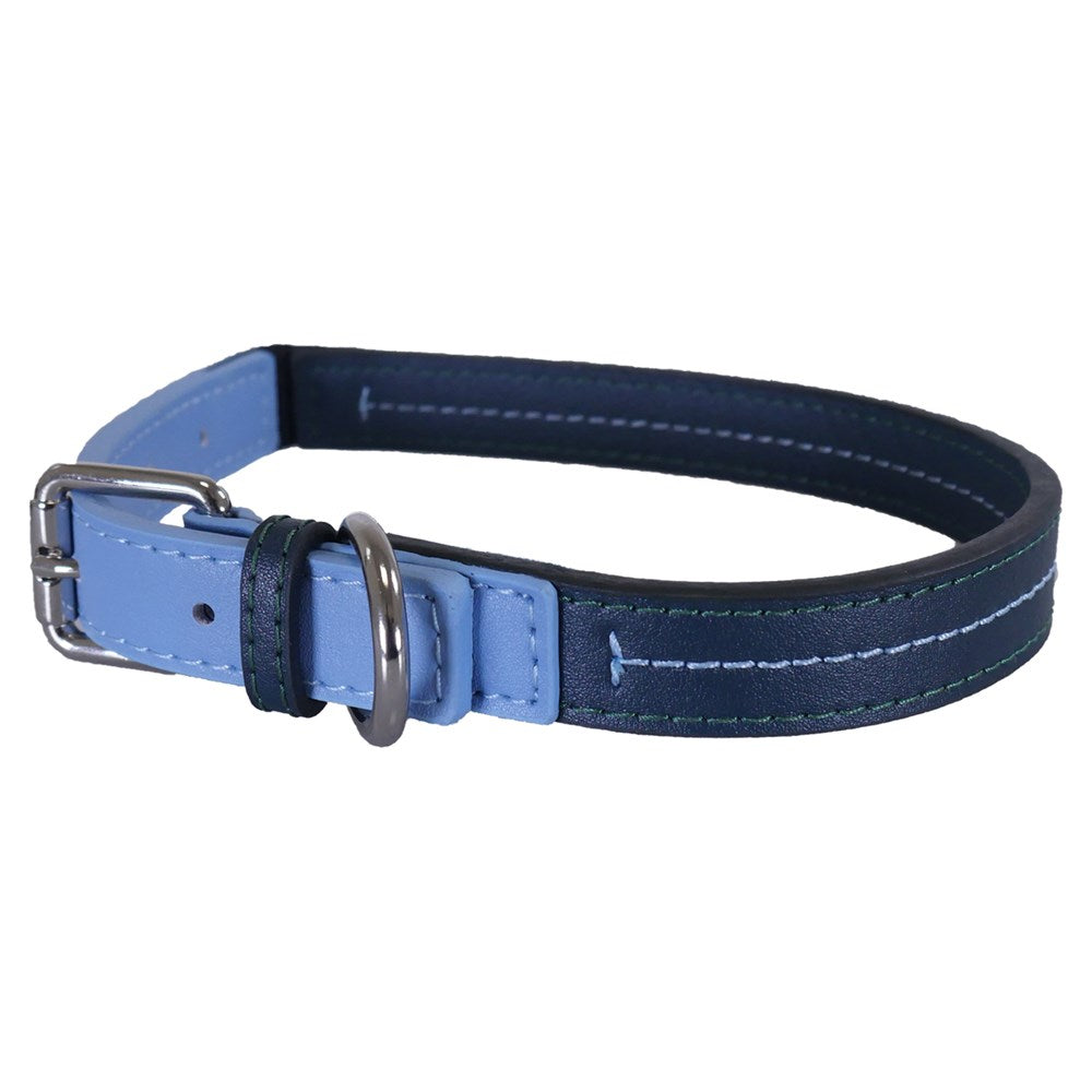 Rosewood - Baby Blue/Navy Leather Collar - Medium