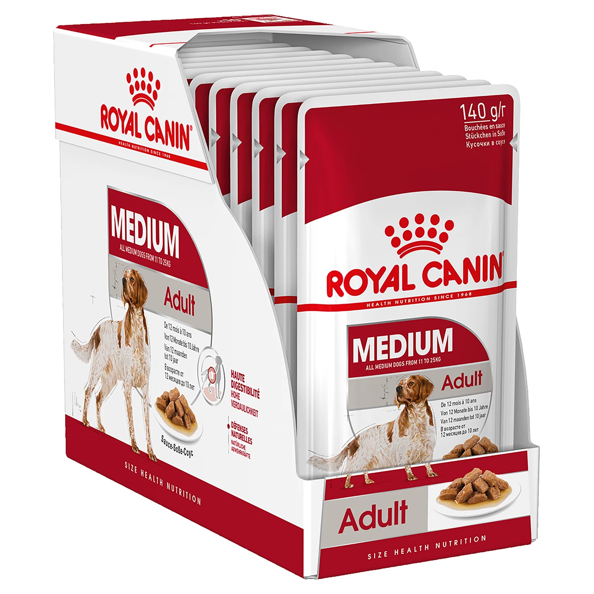 Royal Canin - Medium Adult Wet Dog Food Pouches 140g x 10 - Petservo