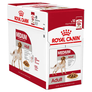 Royal Canin - Medium Adult Wet Dog Food Pouches 140g x 10 - Petservo