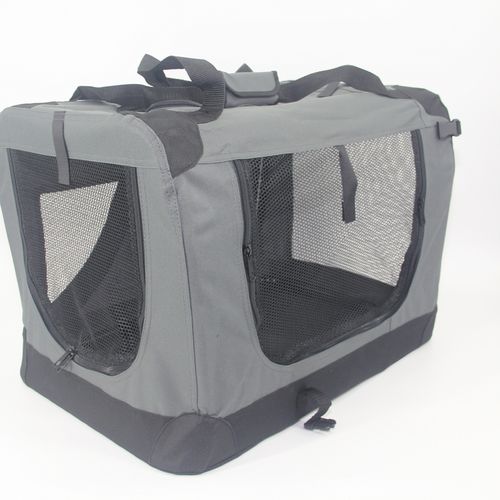 YES4PETS - Portable Foldable Dog Cat Puppy Rabbit Soft Crate Carrier - Grey - Medium