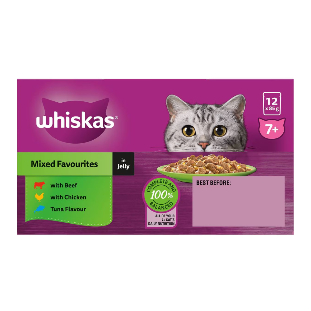 Whiskas - Senior 7+ Years Wet Cat Food Mixed Favourites In Jelly 85g X 12 Pack - Petservo