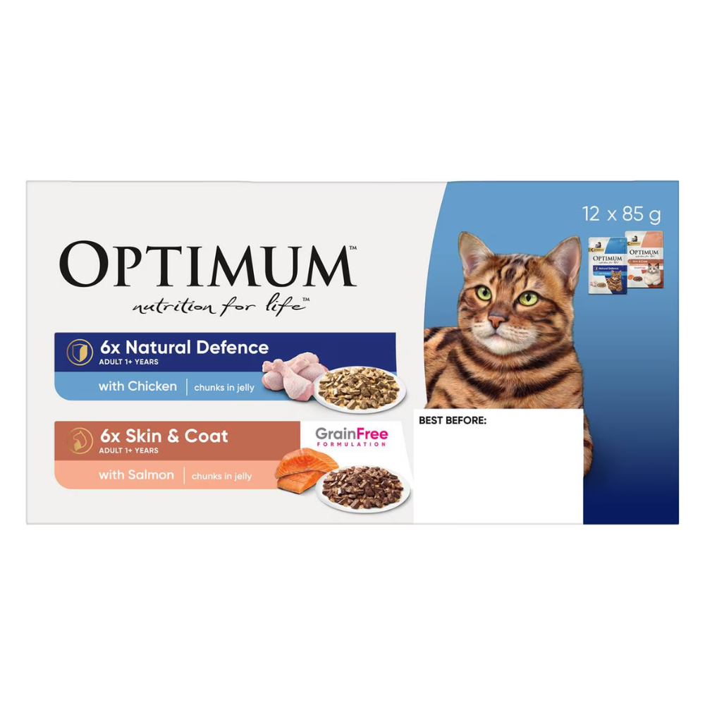 Optimum - Wet Cat Food 6 Natural Defences & 6 Skin & Coat 85g X 12 Pack - Petservo