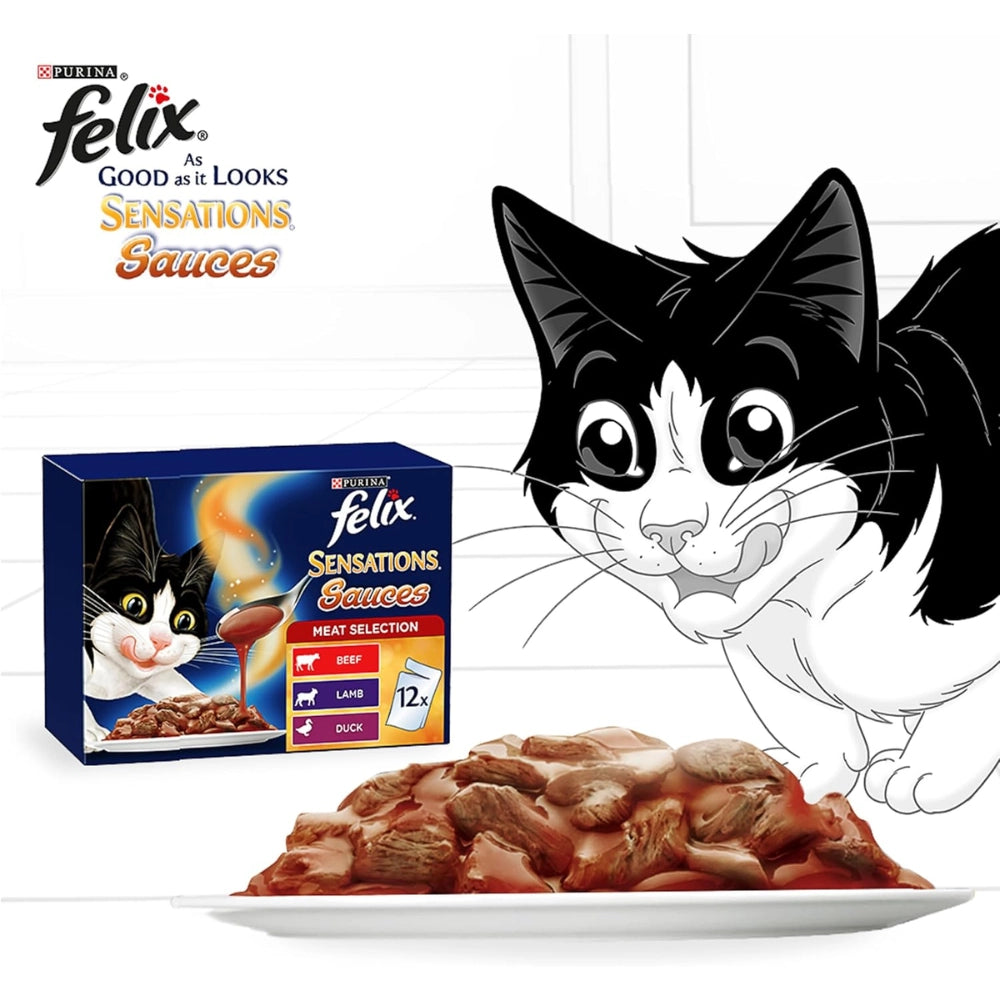 FELIX - Sensations Adult Wet Cat Food Meat Selection Sauces 60X85g - PetServo-4