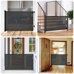 Advwin - Retractable Pet Safety Gate Black - Pet Servo