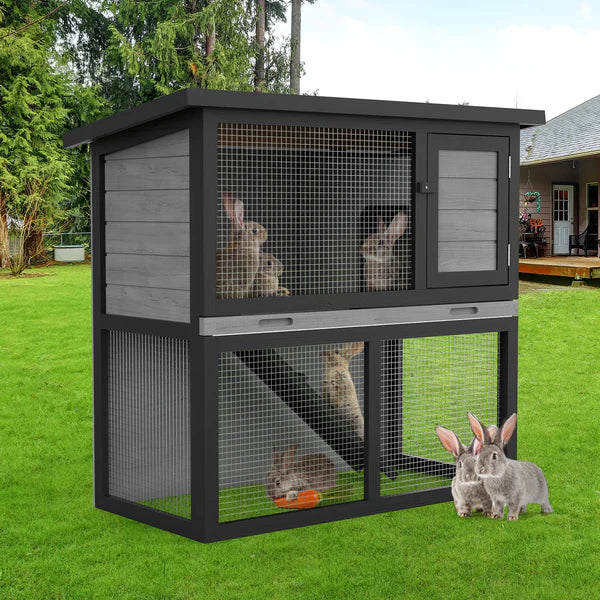 Advwin - Rabbit Hutch 2 storey Wooden Pet Cage - Petservo