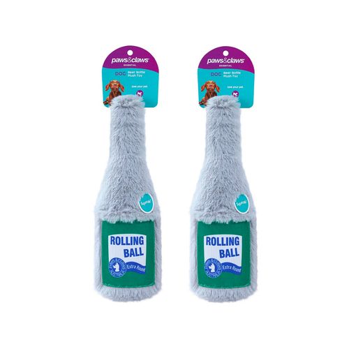 2x Paws & Claws Furry Beer Bottle Plush 22x8cm Assorted