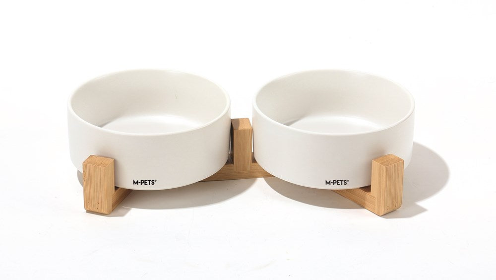 M-PETS - OPERA Ceramic Bowls with Bamboo Stand