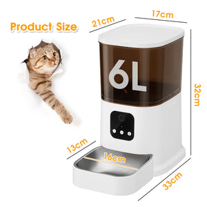 Advwin - 6L Automatic Pet Feeder Dog Cat Timing Feeder App Control & Camera - petservo