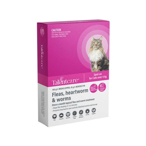 Talentail - Talentcare Pet Spot-on Worm Treatment For Kitten/cats Over 4kg - 6pc