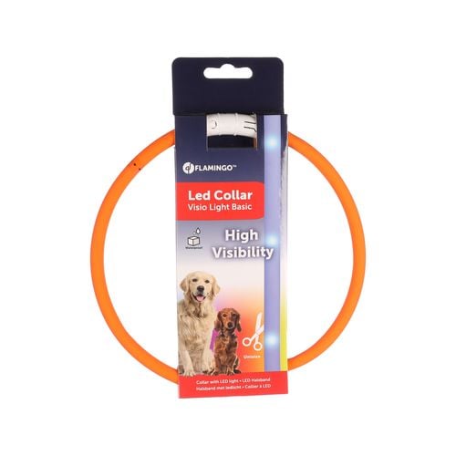 Flamingo - Visio 20-70cm Orange Nera Dog Led Collar - petservo