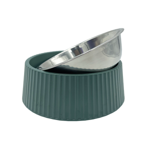 Baxter Bone - Ribbed Melamine Pet Bowl - Small Olive - Petservo