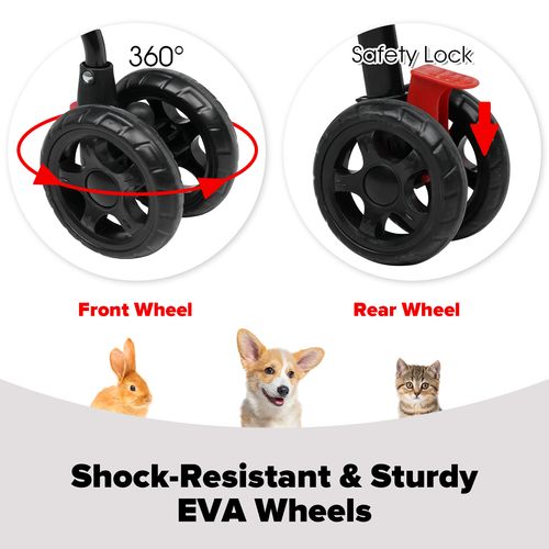 Advwin - Pet Stroller Foldable 4-Wheel - Black - petservo