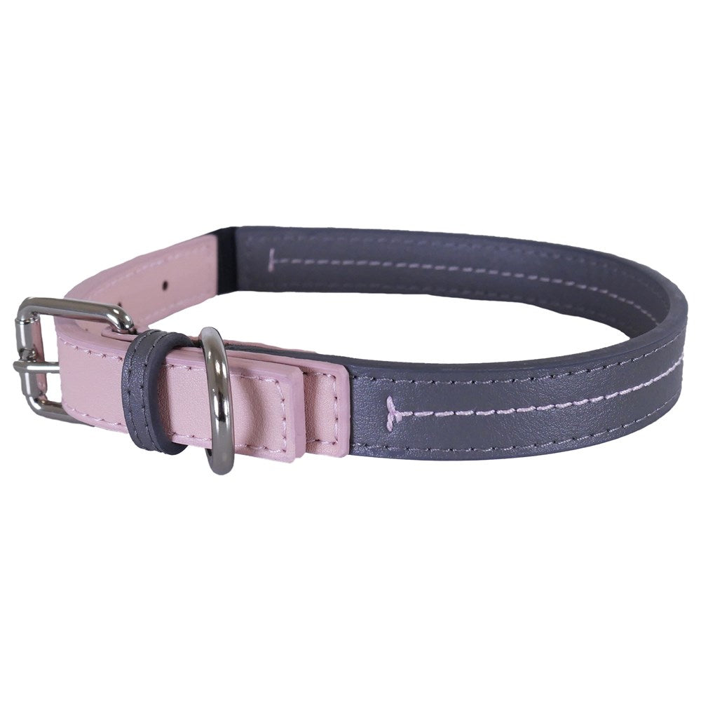 Rosewood - Baby Pink/Grey Leather Collar - Petservo