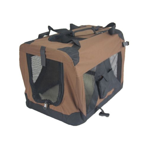 YES4PETS - Portable Foldable Dog Cat Puppy Soft Crate - Brown - Medium