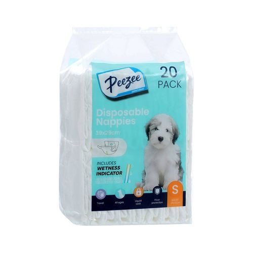 Paws & Claws - 39 x 29cm Small Disposable Pet Nappies - 20 Pack - Petservo