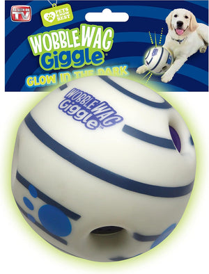 Wobble Wag Giggle - Ball Interactive Dog Toy | Medium Green, White Blue - Petservo