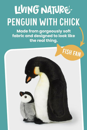 Living Nature - 27cm Emperor Penguin & Chick Plush - Realistic Toy - Petservo