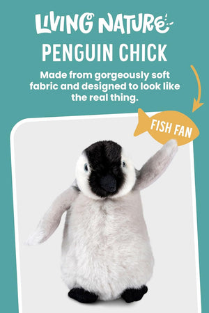 Living Nature - Penguin Chick Plush 17cm - Realistic & Educational Toy - Petservo