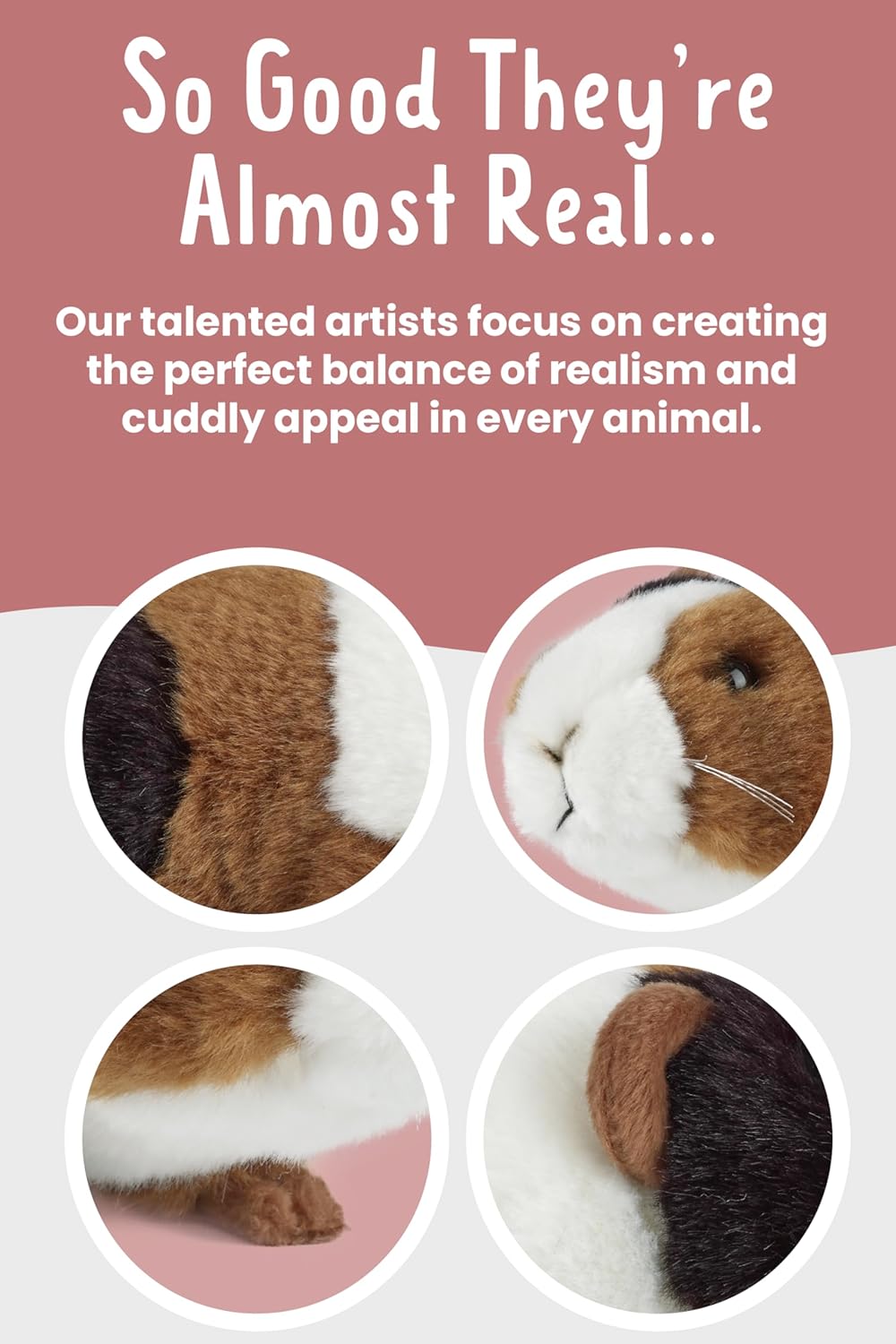 Living Nature - Plush Guinea Pig – Realistic Soft Toy (18cm) - Petservo