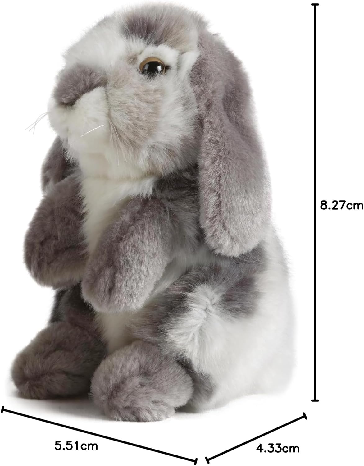 Living Nature - Plush Lop Eared Rabbit, Grey (19cm) – Soft Toy - Petservo