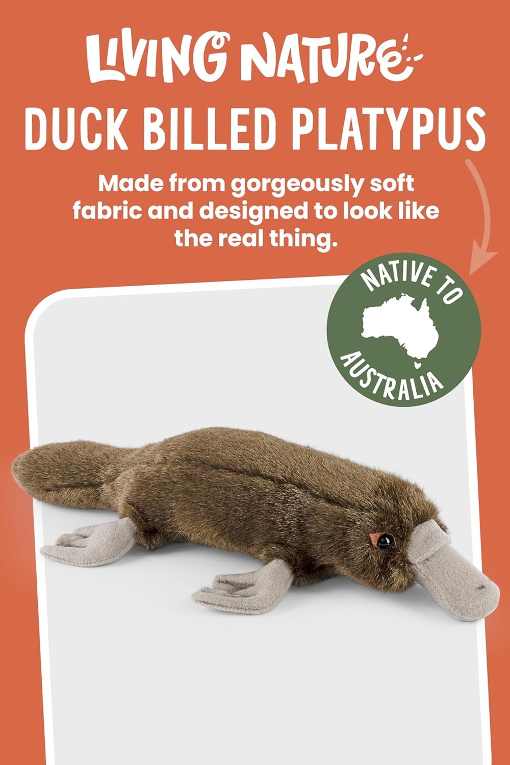 Living Nature - Duck Billed Platypus Stuffed Animal | Plush - Soft Toy - Petservo