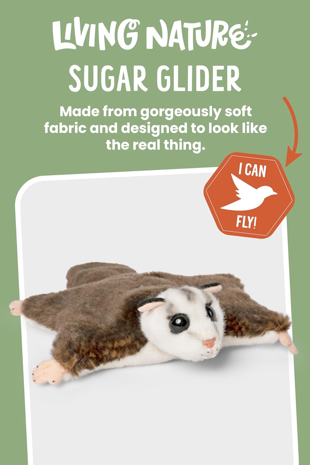 Living Nature - Sugar Glider Stuffed Animal - Plush Soft Toy - Petservo