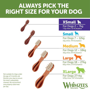 WHIMZEES Toothbrush Dental Dog Treats XS, Natural Chews - Petservo