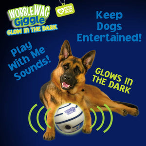 Wobble Wag Giggle - Ball Interactive Dog Toy | Medium Green, White Blue - Petservo