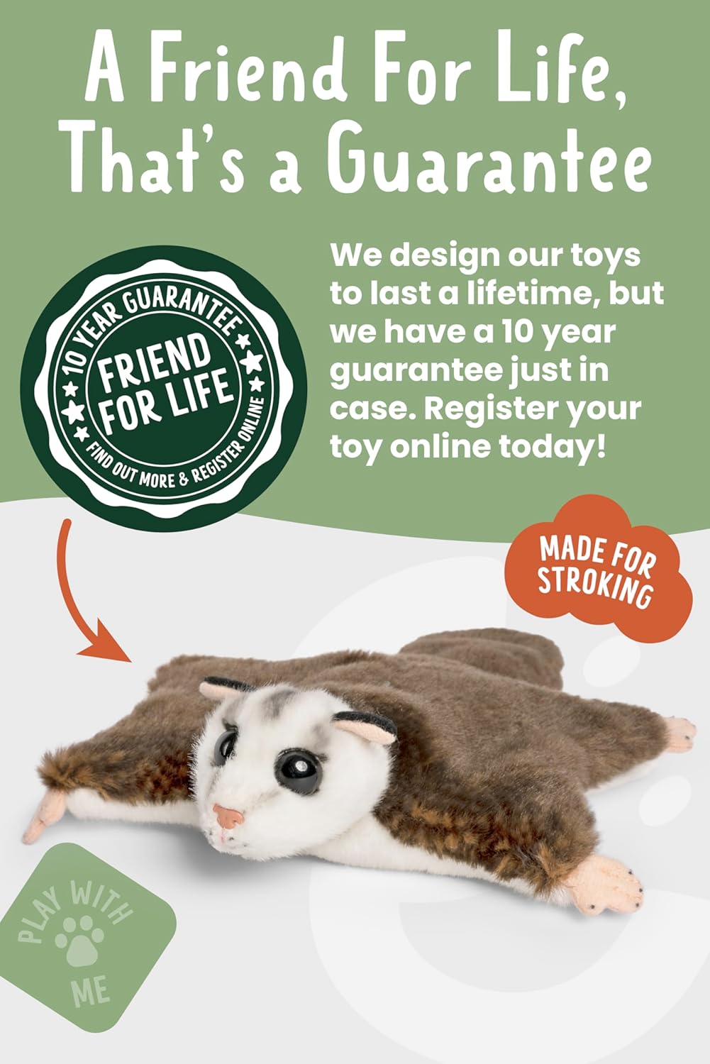 Living Nature - Sugar Glider Stuffed Animal - Plush Soft Toy - Petservo