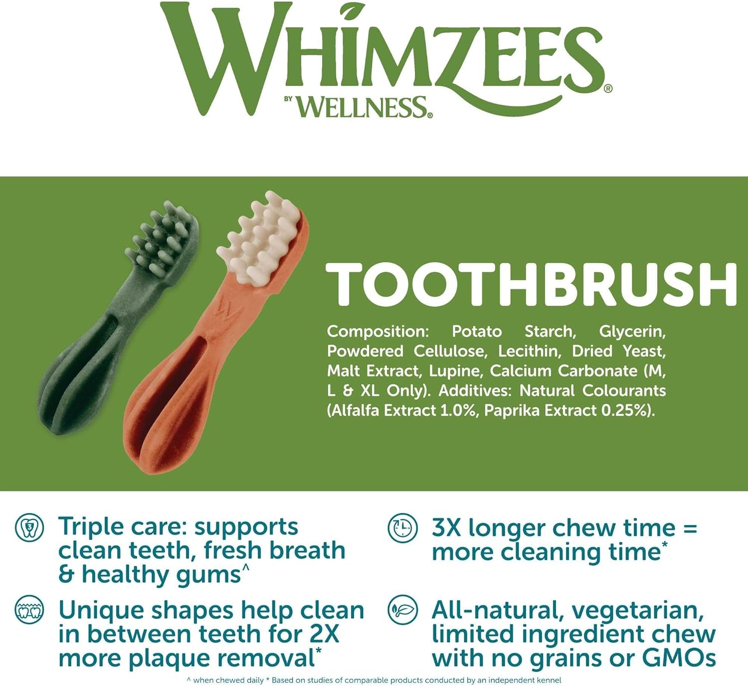 WHIMZEES Toothbrush Dental Dog Treats XS, Natural Chews - Petservo