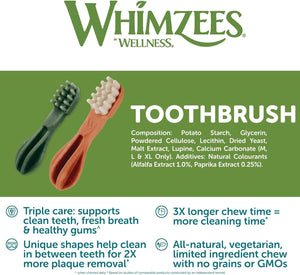 WHIMZEES Toothbrush Dental Dog Treats XS, Natural Chews - Petservo