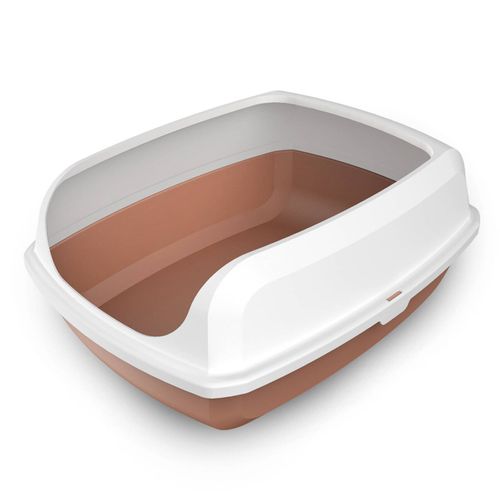 YES4PETS - 2 x Medium High Side Large Portable Open Cat Toilet Litter Box Tray House With Scoop Brown