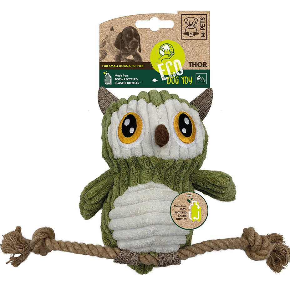 M-PETS - ECO dog toys Corduroy Owl with jute rope