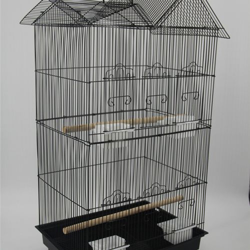 YES4PETS - Medium Size Bird Cage Parrot Budgie Aviary with Perch - Black