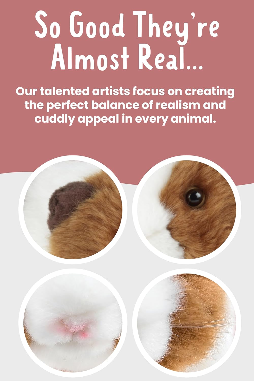 LIVING NATURE - Brown Guinea Pig Sound Stuffed Animal - Plush Soft Toy - Petservo