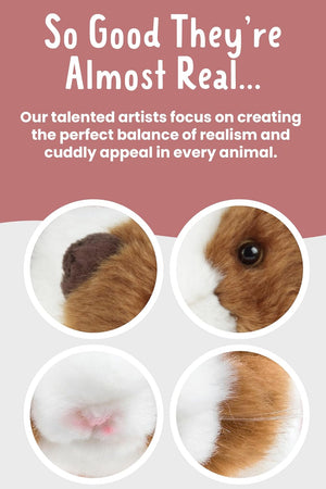 LIVING NATURE - Brown Guinea Pig Sound Stuffed Animal - Plush Soft Toy - Petservo