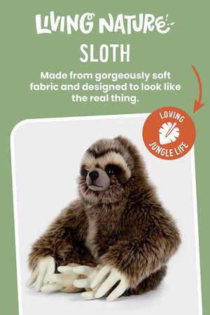 Living Nature - Plush Sloth – Realistic 24cm Soft Toy - Petservo