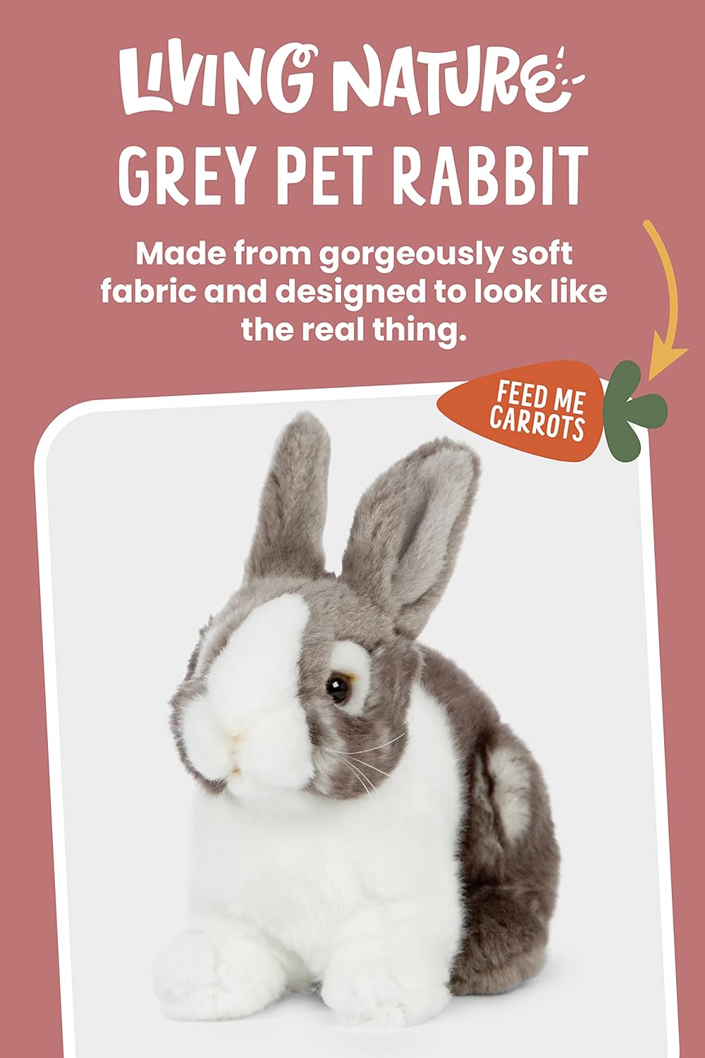 Living Nature - Grey Pet Rabbit 18cm Plush Toy - Petservo