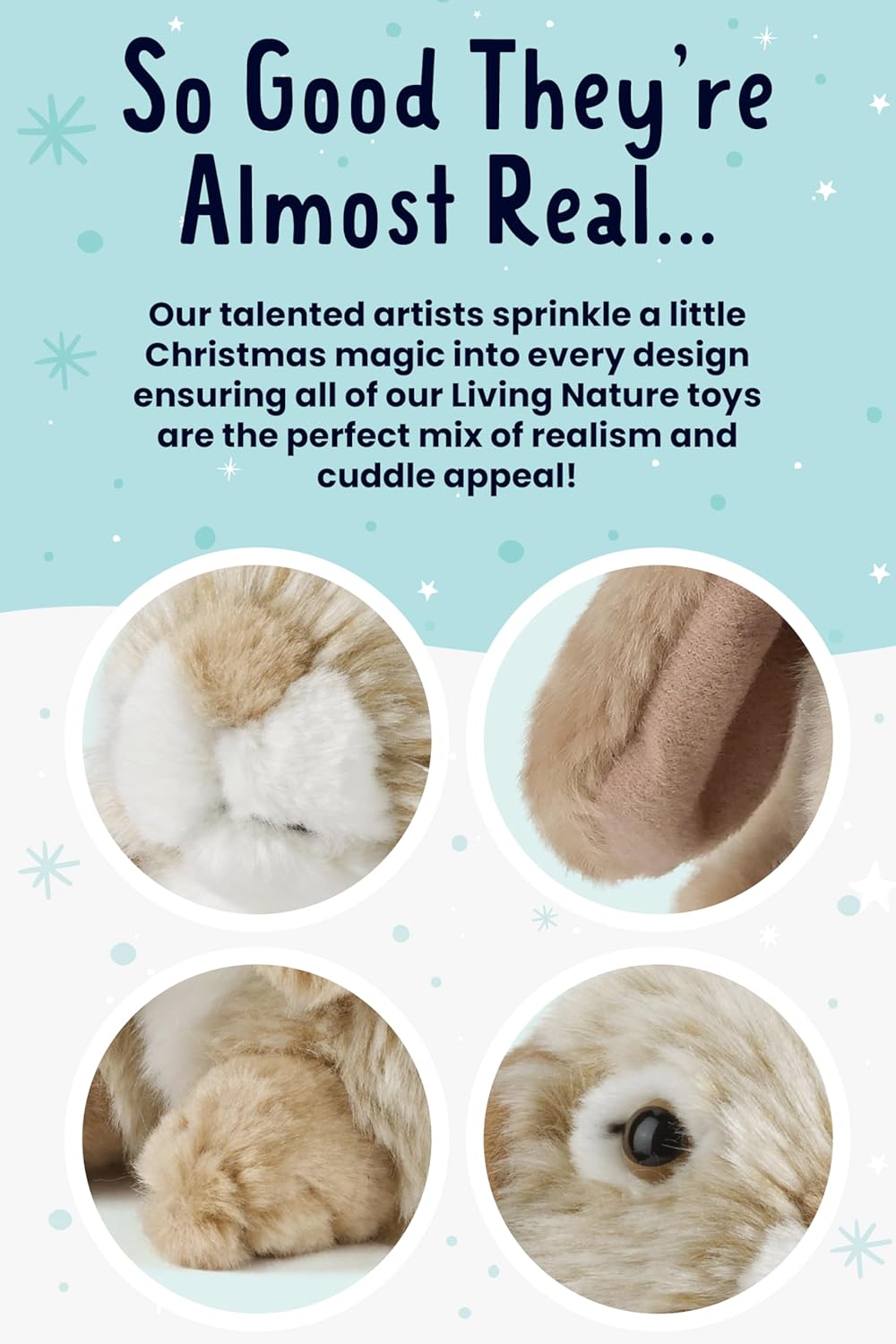 Living Nature - Plush Lop Eared Rabbit, Brown – Soft Toy - Petservo