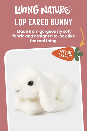 Living Nature - Small White Lop Eared Bunny (18cm) - Plush Soft Toy - Petservo