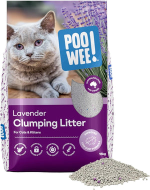 POOWEE - Clumping Lavender Cat Litter 15kg - Odour Control - Petservo