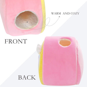 All Fur You - Rainbow Cat House Bed, Pink Front and back image - petservo