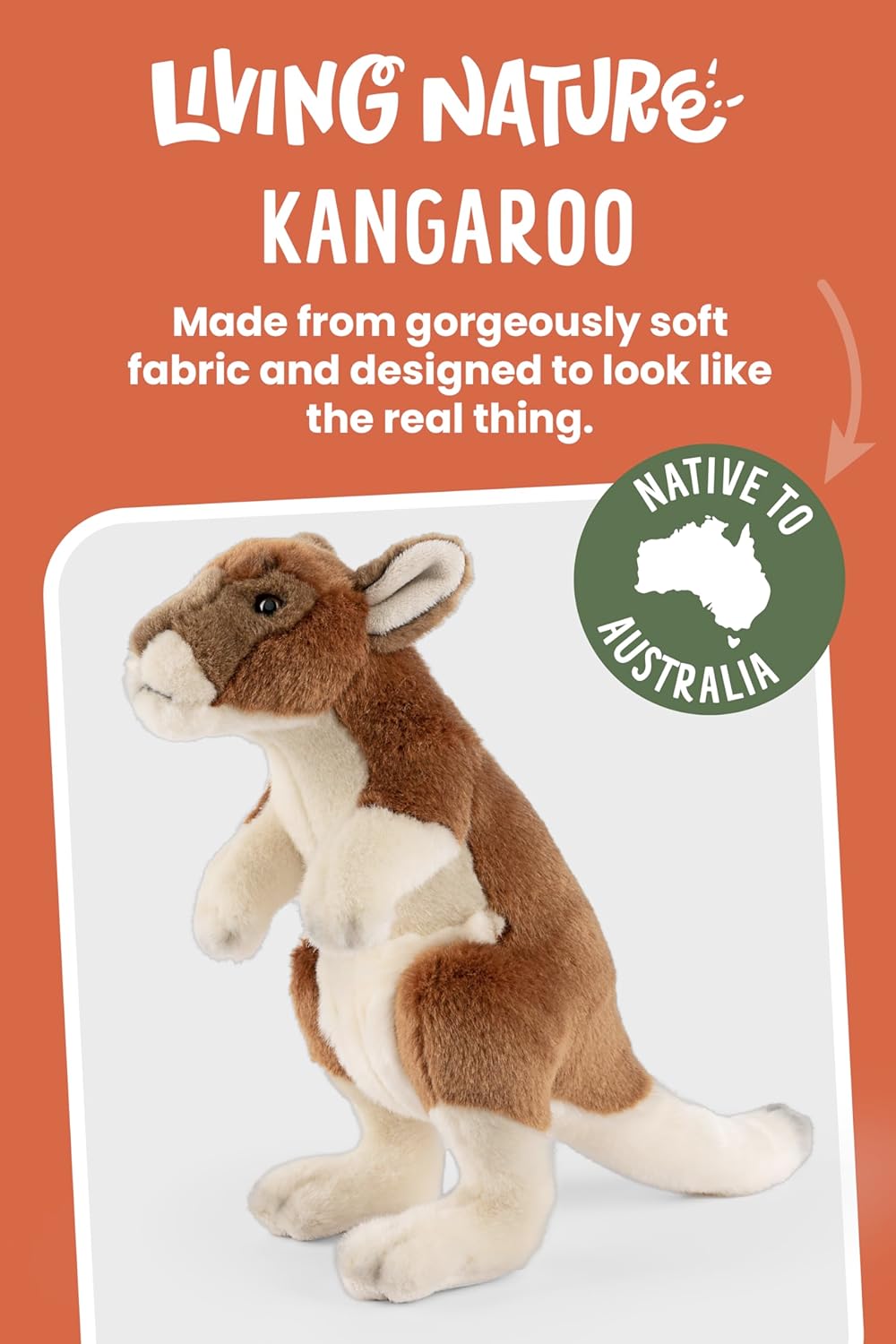 Living Nature - Kangaroo Stuffed Animal - Plush Soft Toy - Petservo