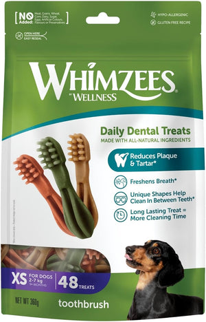 WHIMZEES Toothbrush Dental Dog Treats XS, Natural Chews - Petservo