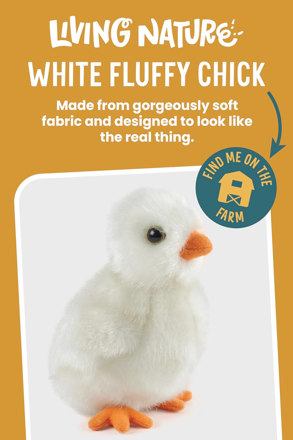 Living Nature - White Fluffy Chick Plush - Soft Toy - Petservo