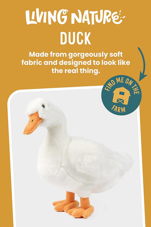 Living Nature 35cm Large Duck - Realistic Plush Farm Animal Toy - Petservo