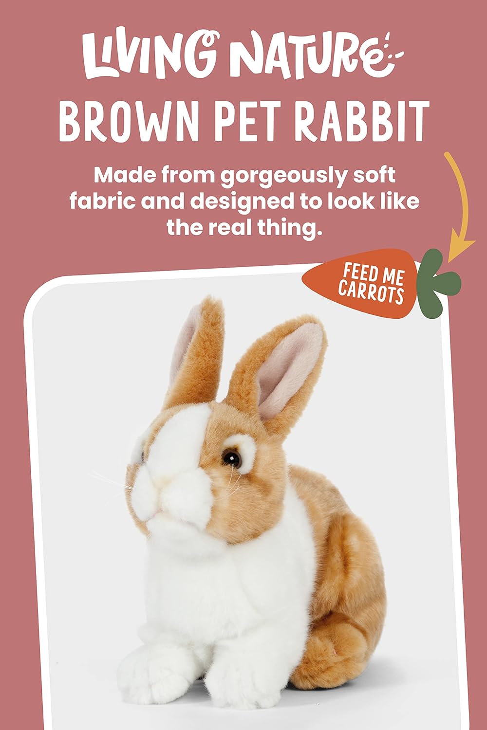 Living Nature - Brown,Grey Pet Rabbit 18cm Plush Toy - Petservo