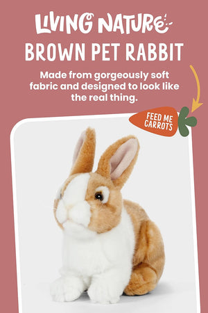 Living Nature - Brown,Grey Pet Rabbit 18cm Plush Toy - Petservo